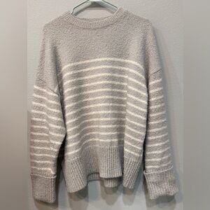 Cozy Striped Oversized Gray Sweater